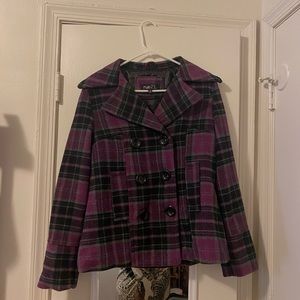 Rue21 Purple Plaid Pea Coat 💜🖤